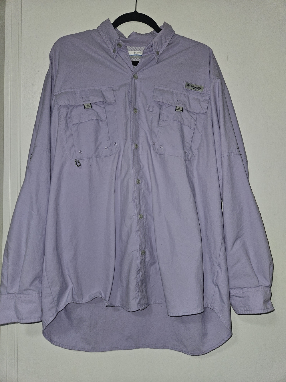 Columbia Omni Shade Fishing Shirt Large Lavender Long Sleeve Button Up